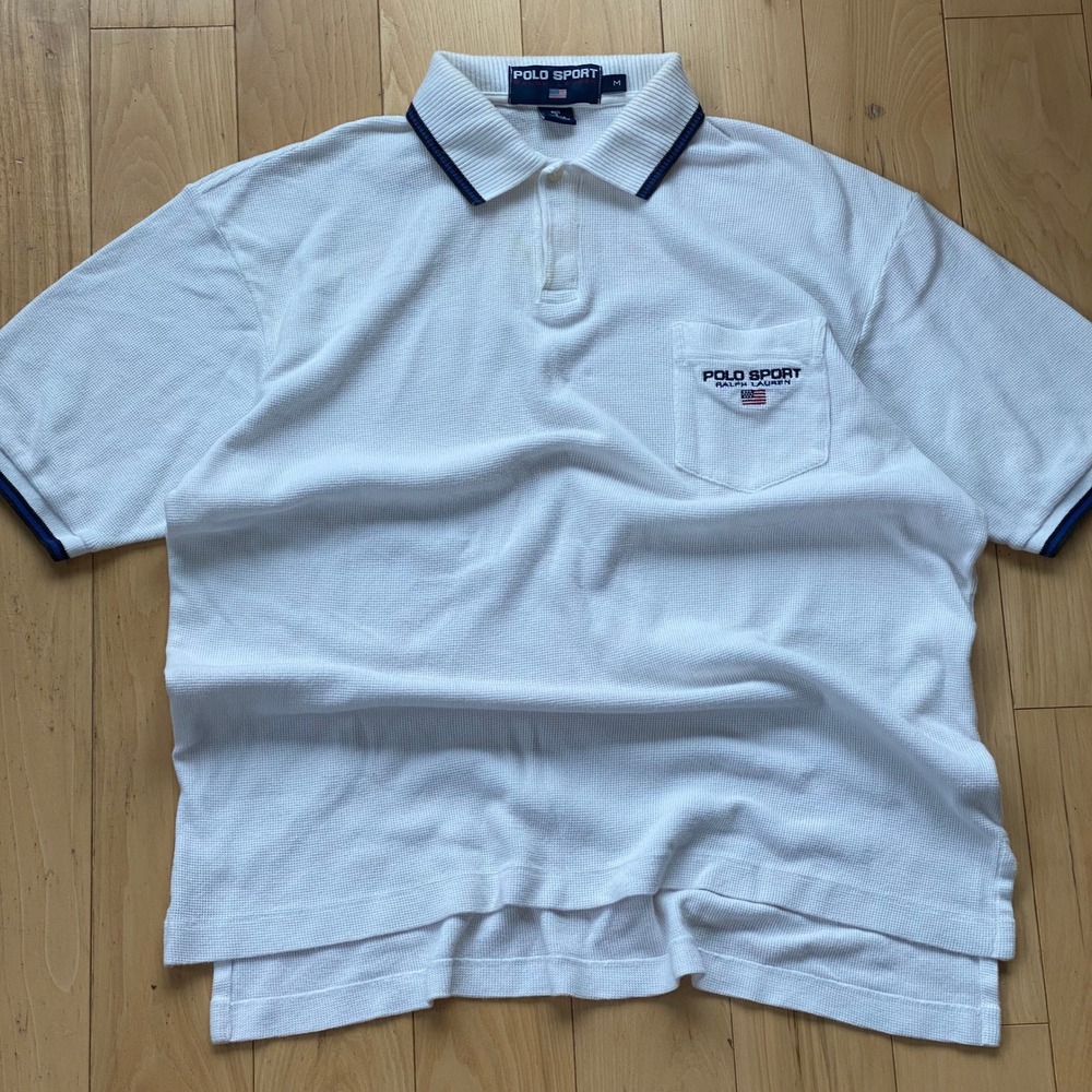 Y2K Polo Ralph Lauren Sport Lightweight White Tee VTG Preppy Academia Knit - M